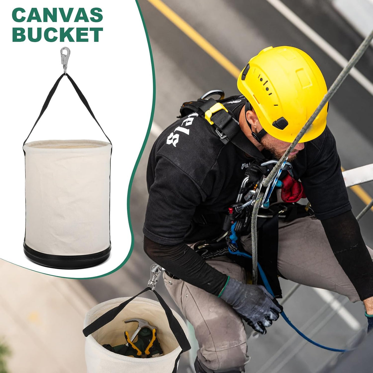 Lemecima Utility Canvas Bucket 15" x 12" All Purpose Truck Tool Buc...