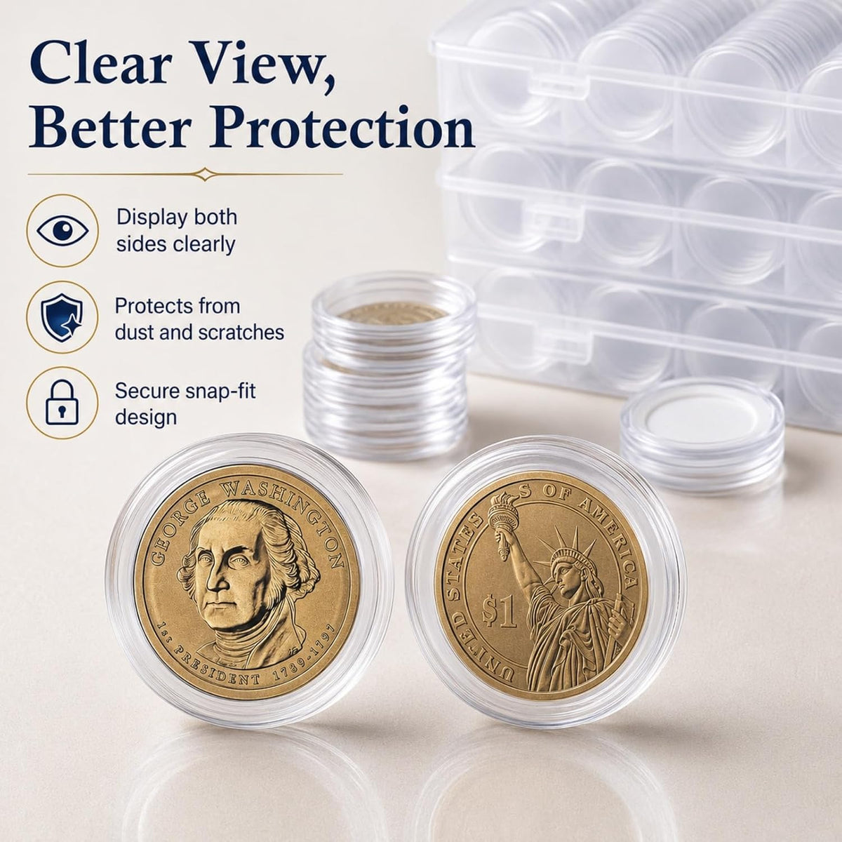 APACALI 500 PCS Coin Capsules Holders for Collectors, 30mm Clear Plastic Coin...