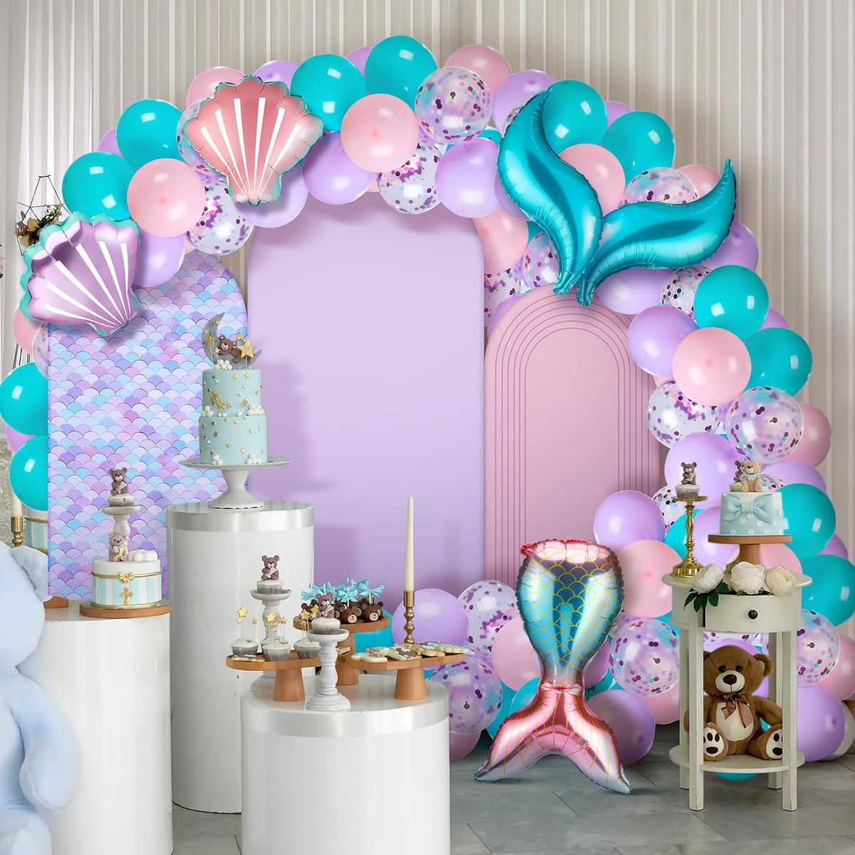 foilswirl 34 pcs mermaid decor set 4ft 5ft showing dimensions
