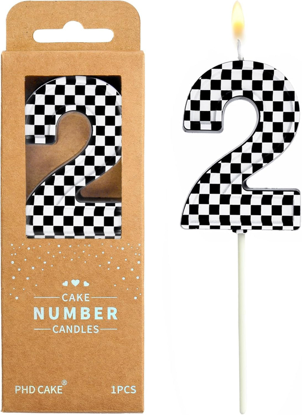 PHD CAKE 2.76 Inch Number 2 Racing Birthday Candles, Cool Racing Themed Number Candles, Cake Number Candles, Party Celebration, Style Candle