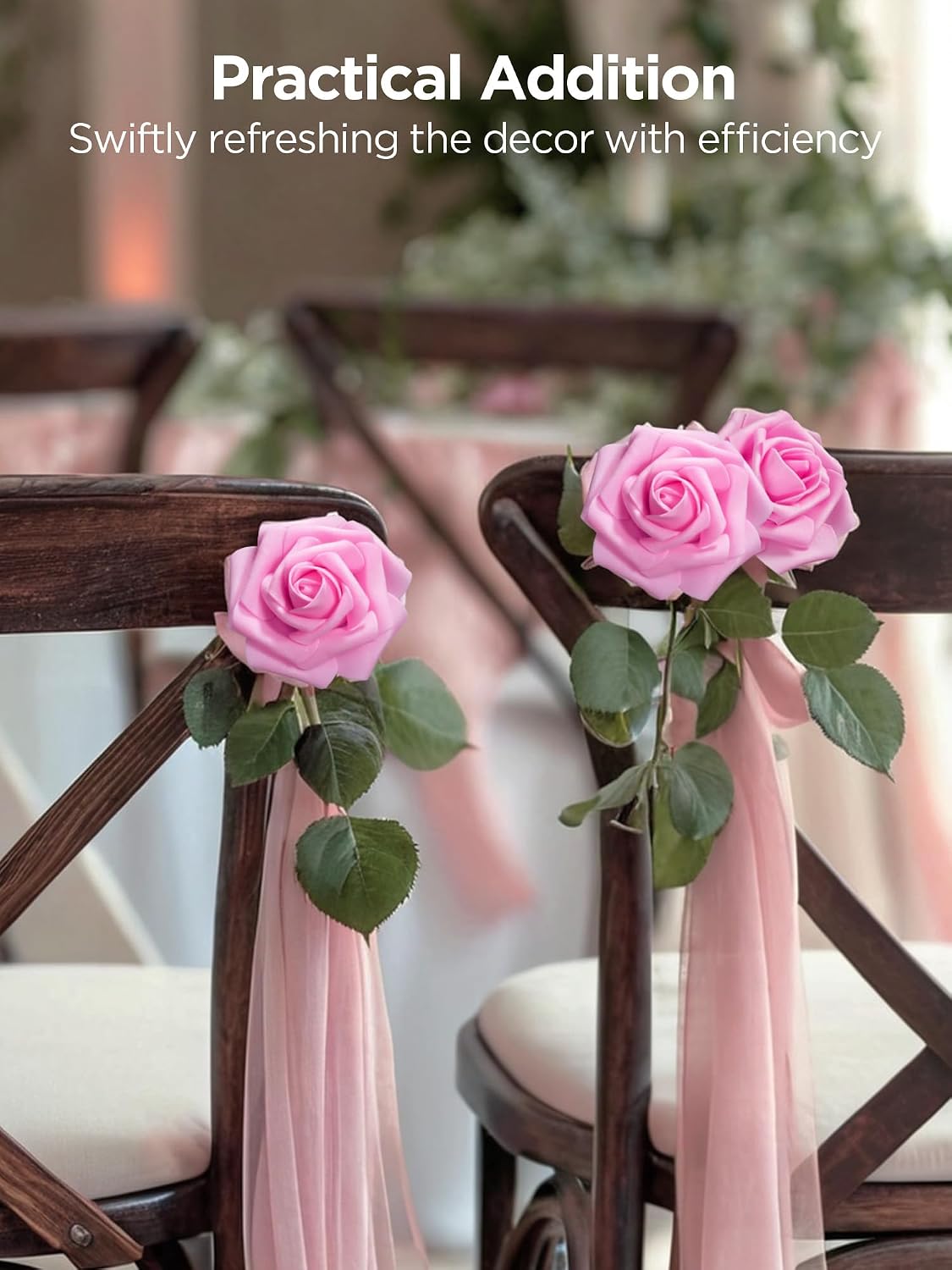 innogear fake roses 50 pcs pink flowers artificial, close-up detail