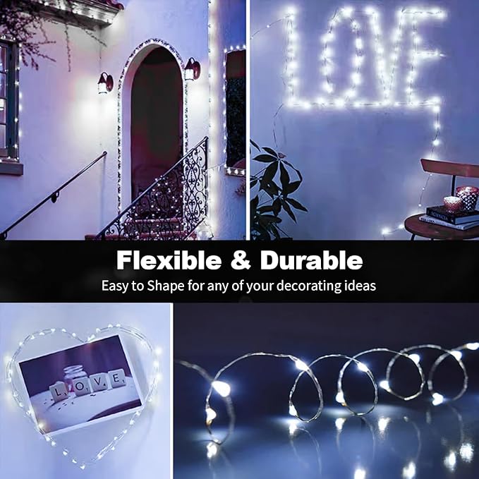 30 Pack LED Fairy Lights Battery Operated,3 Features Blinking Slowly Blinking & just on 7FT 20 LED Waterproof Mini Twinkle String Lights for Wedding Party Christmas Decorations,White
