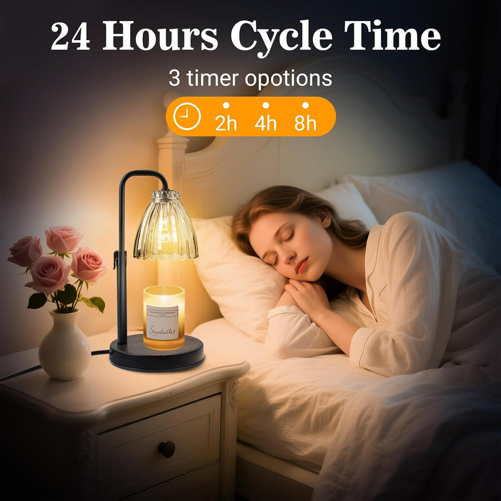 hyrion Candle Warmer Lamp with Timer Dimmable, Birthday Gifts for Women Mom, Adjustable Height Candle Warmer for Jar Candles, Flower Flameless Candle Lamps with 2 Bulbs, Housewarming, Home Decor