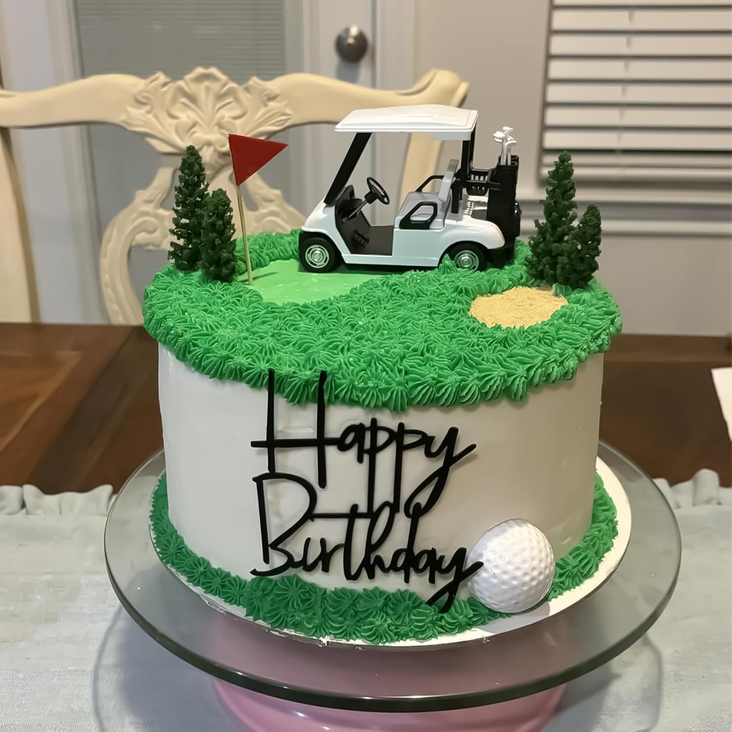 2026 New Golf Cake Decorations with Mini Cart, Clubs, Ball, Green Tree, Red Flag Cupcake Toppers, for Golf Theme Birthday Party Decoration Supplies