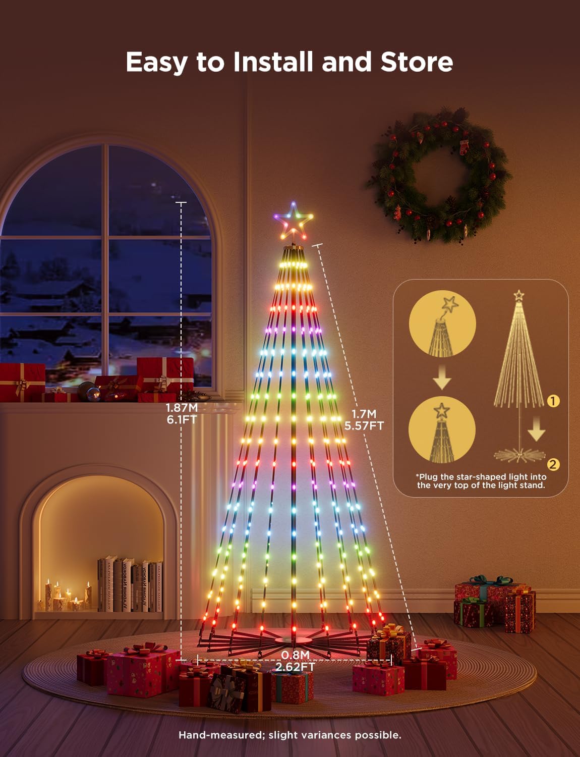 Govee Christmas Cone Tree Lights, 6.1ft 316 LEDs RGBIC Christmas Tree Light