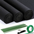 Black Crepe Paper Roll (9.8Inch x 8.2Ft/3Rolls), Crepe Paper Sheet for Flower Making, Papel Crepe for Valentine's Day, Birthday, Wedding, Party Decoration DIY Craft