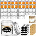 ComSaf Small Mason Jars 2 oz, 48 Pcs Mini Mason Containers, Small Canning Jars, Mini Glass Jar with Lids for Ginger Shots, Honey, Jams, Sauces, Spices, DIY Candle Decor, Wedding & Baby Shower Favors