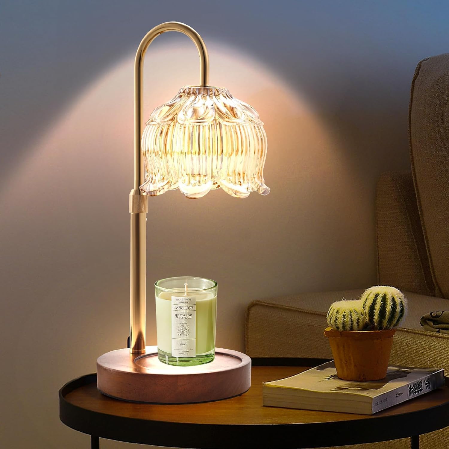 Fragrance Candle Warmer Lamp with 2 Bulbs Electric Candle Warmer with Timer & Dimmer for Home Decor