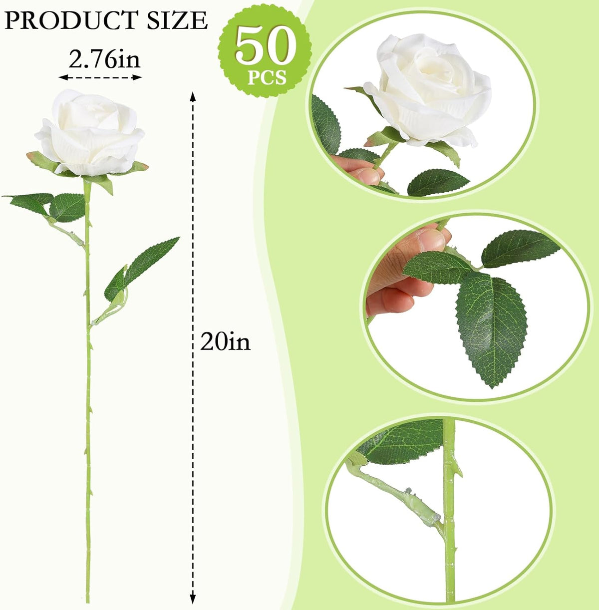 hananona 50 pcs artificial roses, realistic silk flowers shown in use