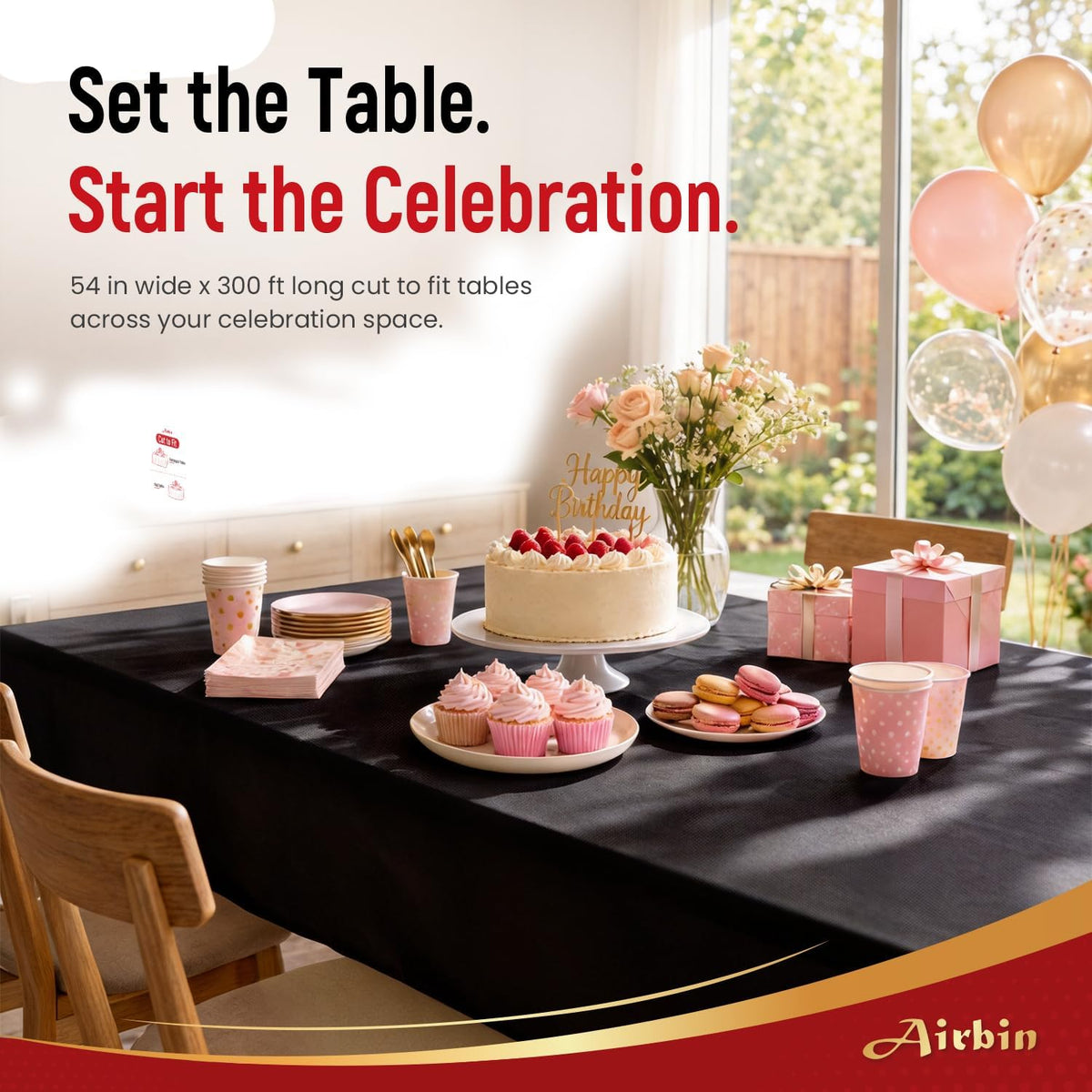 Plastic Table Cover, 300 Ft X 54 In Disposable Table Cloth Rectangle Table