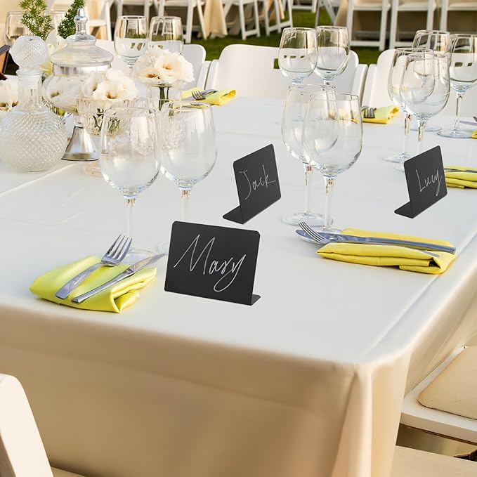 20 Pcs 4"x3" Mini Chalkboard Signs for Food, Reusable PVC Food Labels, Reserved Table Signs for Party Buffet, Birthdays, Bakery, Weddings Table Numbers, Buffet Display, Place Cards, Name Tag