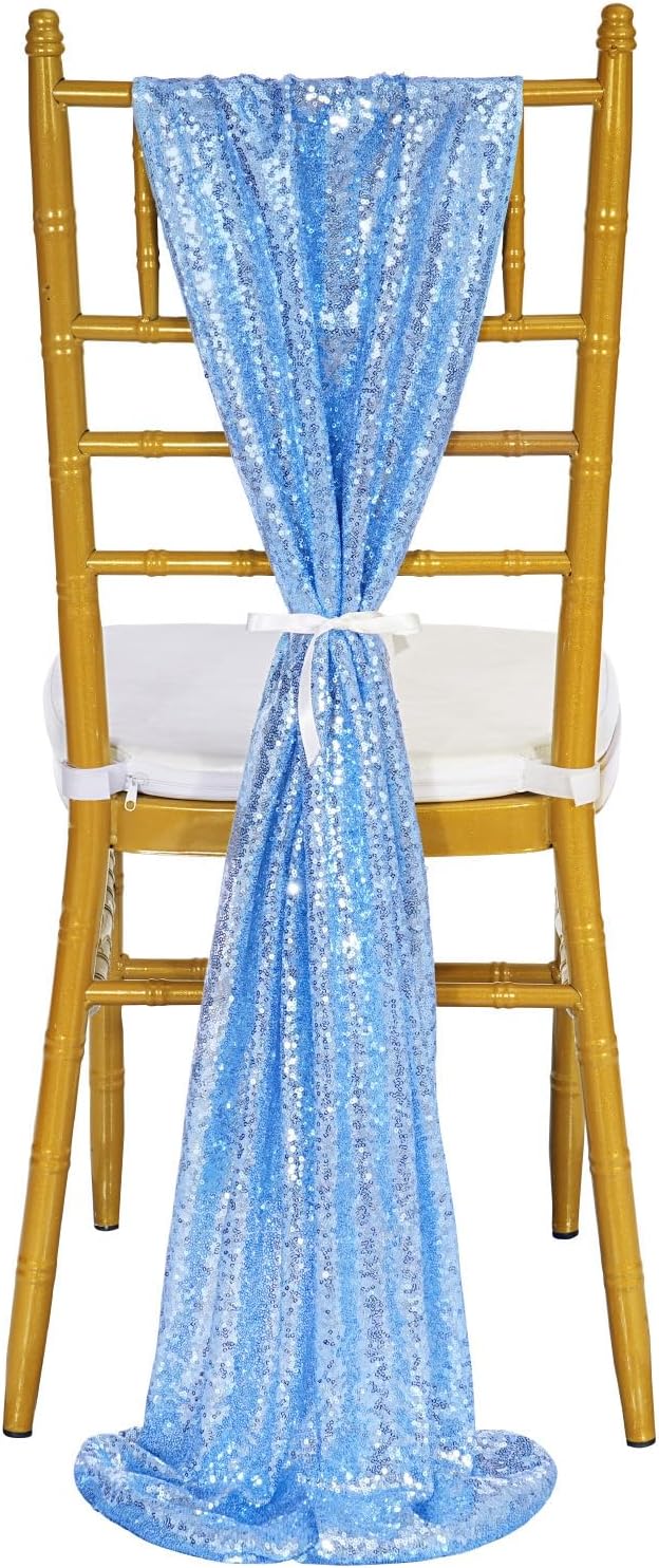 Glitter Sequin Table Runners 10 Pieces 12x108 Inchs Baby Blue Elegant Wedding Sparkly Table Runner Birthday Bachelorette Celebration Decorations Supplies