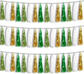 3P Sage-Green Beige-Mint Gold Foil Fringe Metallic Tassel Garland Banner, Tassels Banner Streamers for Parade Floats, Bachelorette, Wedding, Birthday, Christmas, Bridal/Baby Shower Party Decorations