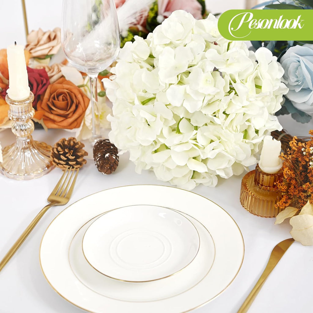pesonlook 100pcs ivory hydrangeas artificial flowers,wedding centerpieces, side view