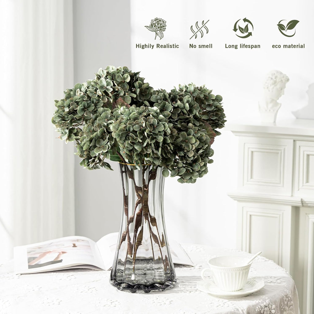 hydrangea artificial flowers,green artificial flower fake silk hydrangea, side view