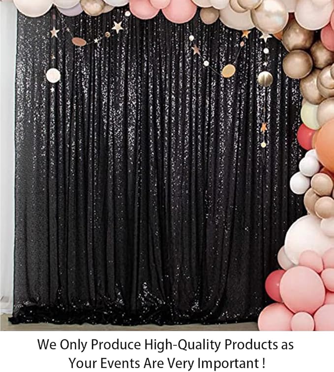 ShinyBeauty PHOTOBOOTH Background Best Choice-4FTx7FT-Black-Sequin backdrops, Sequin Fabric,Wedding backdrops,Rust Backdrop,Sequin Curtains,Photography Backdrop (Buy it Now) (Black)