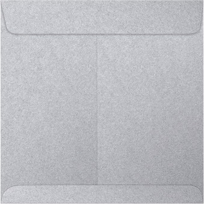 LUXPaper Square Invitation Envelopes | Peel & Press | 8 1/2" x 8 1/2" | Silver Metallic | 80lb. Text | 50 Qty