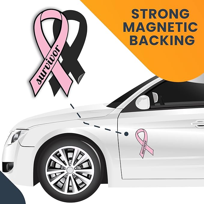 Magnet Me Up: Breast Cancer Survivor Pink Ribbon Magnet Decal - 3.5x7 Inches, Heavy-Duty Automotive Magnet for Car, Truck, SUV - Show Support and Raise Awareness with This Meaningful Auto Magnet