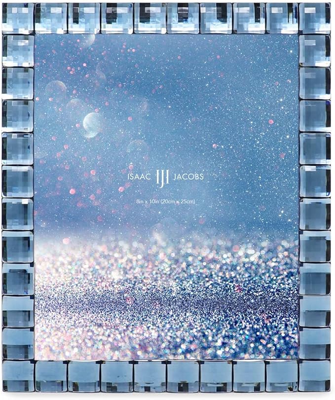 Isaac Jacobs Decorative Sparkling Navy Jewel Picture Frame, Photo Display & Home Décor (8x10, Navy)