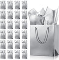 silver gift bags with tissue paper, metallic finish, main product view