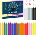 Tobeape 24 Pack Assorted Color Spell Chime Candles, 4" Mini Taper Candles | Unscented dripless wax for witchcraft supplies, Wiccan altar, spell casting, chakra meditation, and spiritual home decor.