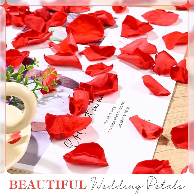 230 PCS Red Dired Rose Petals 2.1oz/60g Natural Real Rose Flower Petals for Wedding Aisle, Flower Girl Basket, Will You Marry Me, Valentines Day, Romantic Night, Proposal, Anniversary, Special Night