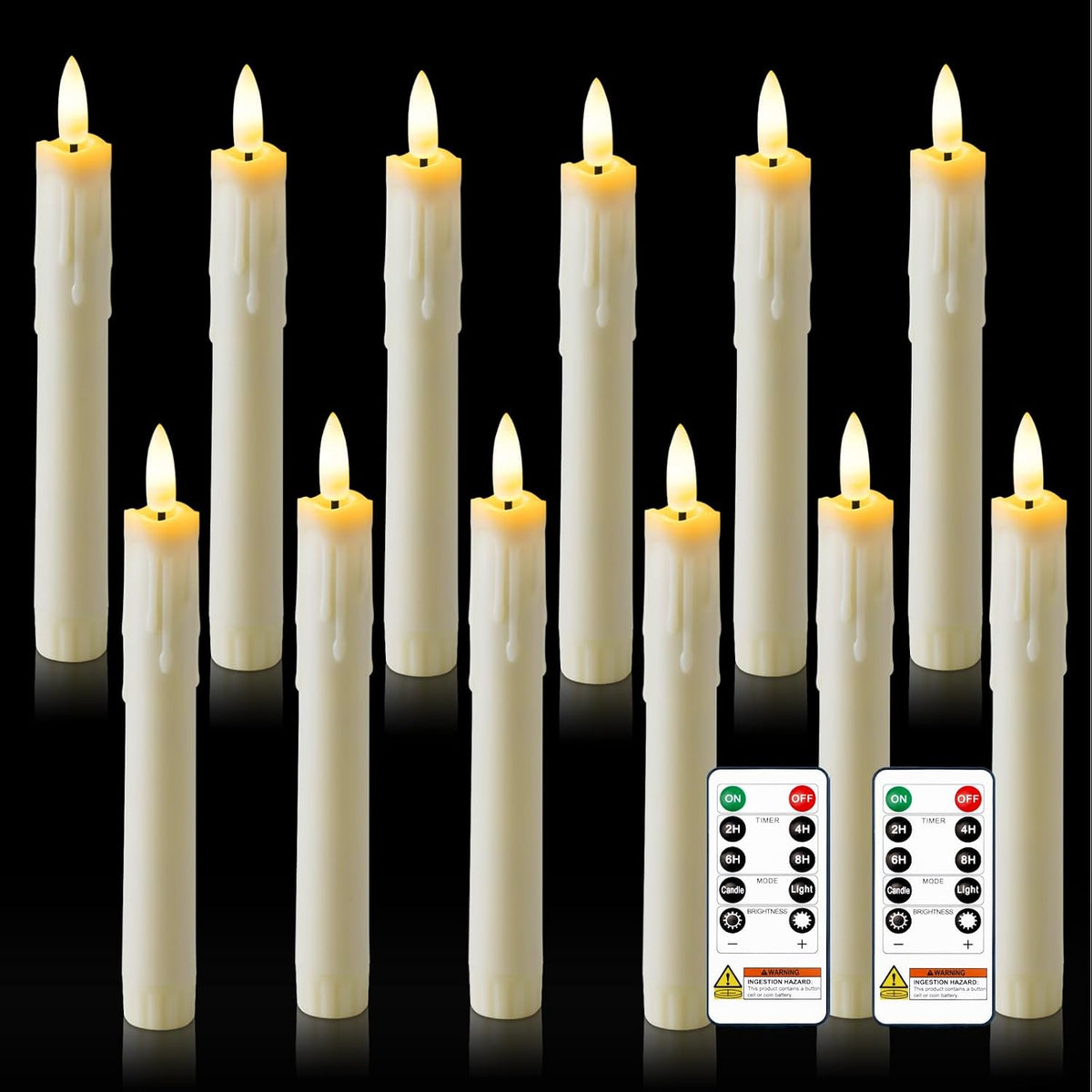Homemory 7 Inches Flameless Taper Candles with Remote Timer, Short Led Candle...