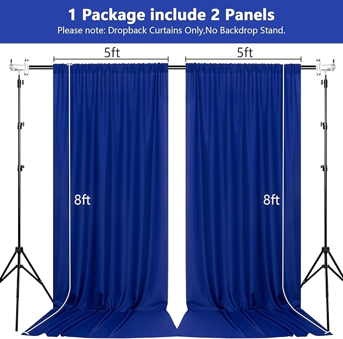 MEETSKY Royal Blue Backdrop Curtains for Parties Blue Curtains Photography Backdrop Drapes for Wedding Birthday Party Baby Showers Rod Pocket Home Sliding Door Decoration, 5ft x 8ft, 2 Panels