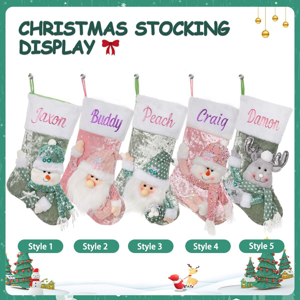 ULICO Personalized Christmas Stocking, Pink Custom Christmas Stocking 18 Inches Xmas Stockings Holiday Christmas Decoration for Family Gril Boy Kids(1 Pcs)