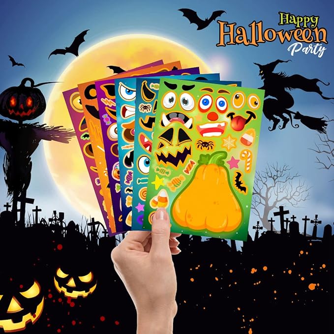 36 Sheets Halloween Stickers for Kids, Make A Pumpkin Face Stickers, Halloween Pumpkin Decorating for Kids Toddlers Party Favors Treats Party Games Goody Bag Filler