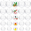 25 Set 50PCS Clear Plastic Fillable Ornaments,Transparent DIY Craft Ball,Clear DIY Christmas Ornament 5 Different Sizes for Wedding,Party,Home Decor