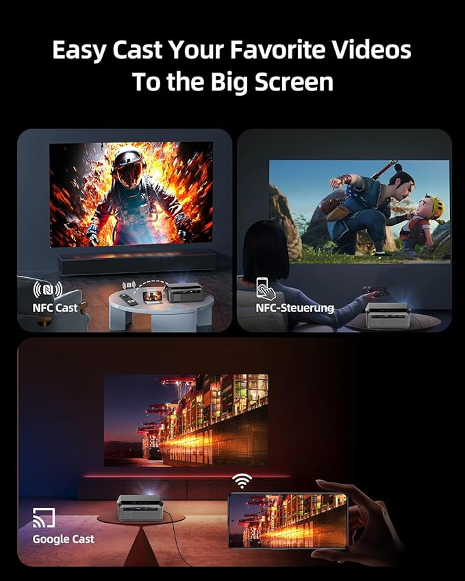 Smart LED 4K Projector Daylight HDR WiFi 6 Bluetooth Google TV, 2300ANSI Daytime Movie Gaming Projectors 4K Ultra HD Home Theater Ceiling with Auto Focus Keystone Zoom Airplay HDMI ARC USB Apps Dolby