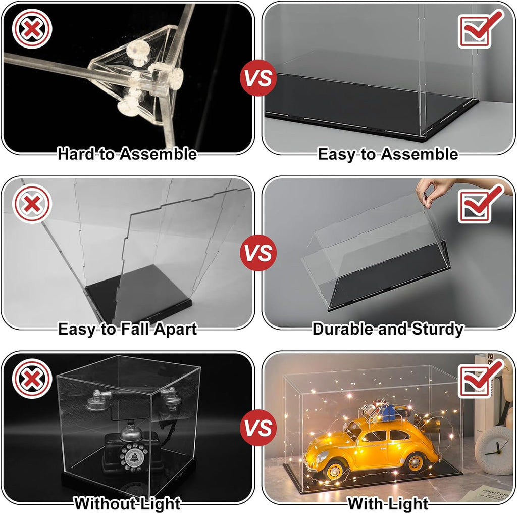 lanscoery acrylic display case for vehicle models, 9.8x5.9x7.9 showing dimensions
