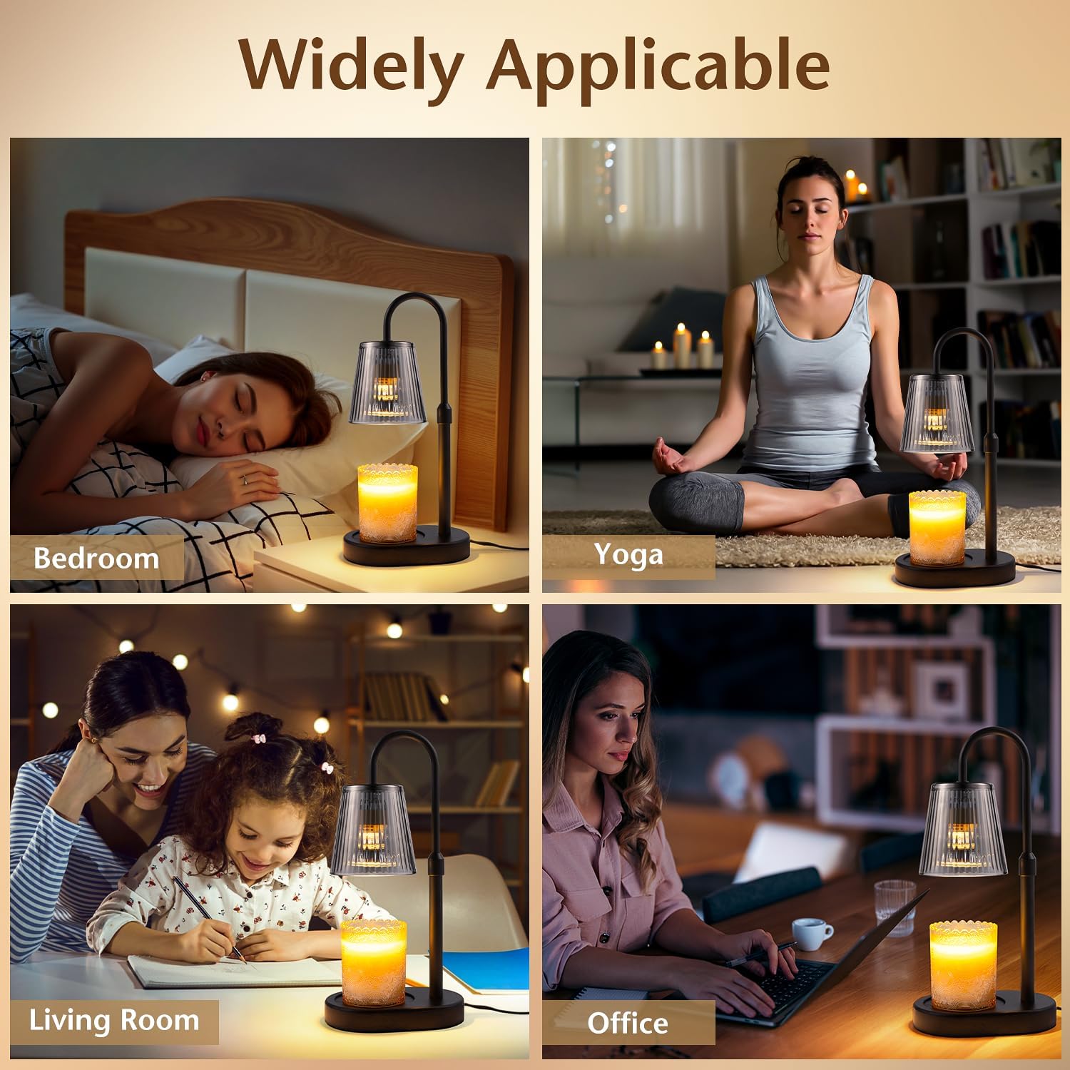 Candle Warmer Lamp with Timer Electric - Wickless Warming Light Height Adjustable Dimmable No Flame Heat Warm Melt Wax Scented Table Lights Elegant Modern Home Decor for Jar Candles Living Bedroom