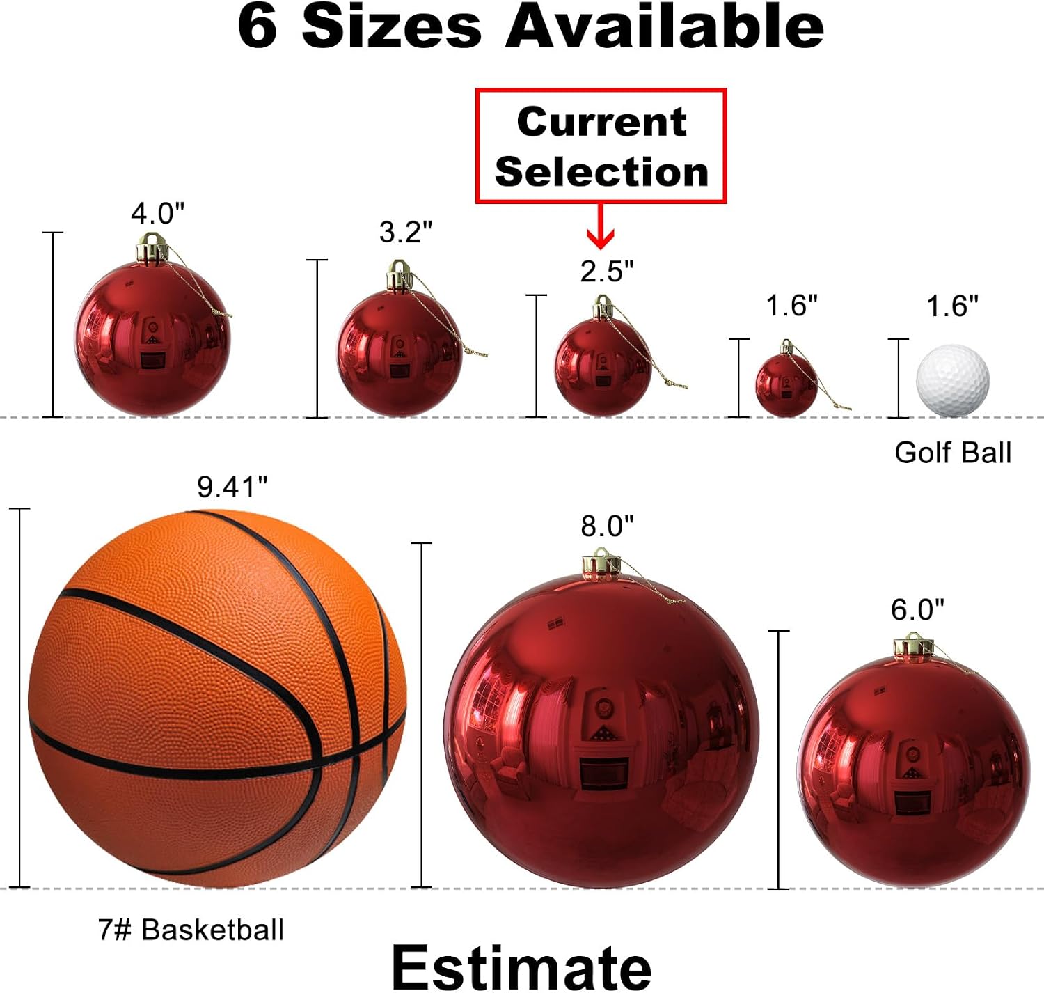 Rose Red 2.5" Christmas Balls Christmas Tree Decoration Ornaments Shatterproof Hanging Balls for Birthday Halloween Holiday Wedding Decorations Set of 24pcs