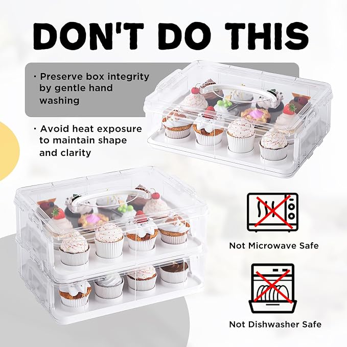 Cupcake Carrier with Lid and Handle,Cookie, Cake, Cupcake and Brownie Storage Carrier, Holds 12 Standard Cupcakes