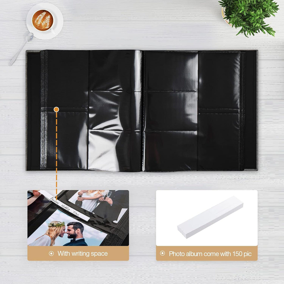potricher Photo Album 4x6 Pictures, 1000 Pockets, Linen Cover, Beige