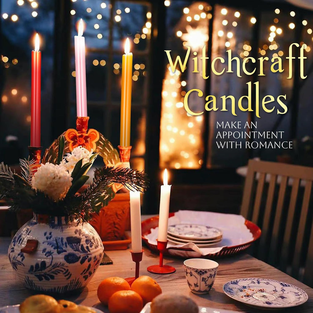 24 pcs Colored Candle Chime,Spell Candles Unscented Colored Candles Mini Taper,16cm-6.5Inch Tall 0.4 Inch Diameter, Candle Holder Rituals, Prayer, Meditation (24, 16cm)
