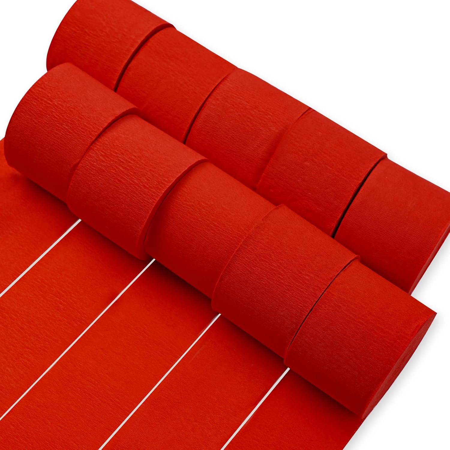 PartyWoo Crepe Paper Streamers 10 Rolls 820ft, Pack of Matte Red Party Streamers, Crepe Paper for Birthday Party Decorations, Wedding Decorations, Baby Shower Decorations (1.8 in x 82 Ft/Roll)
