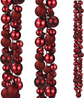6 ft christmas ball ornament garland, burgundy, main product view