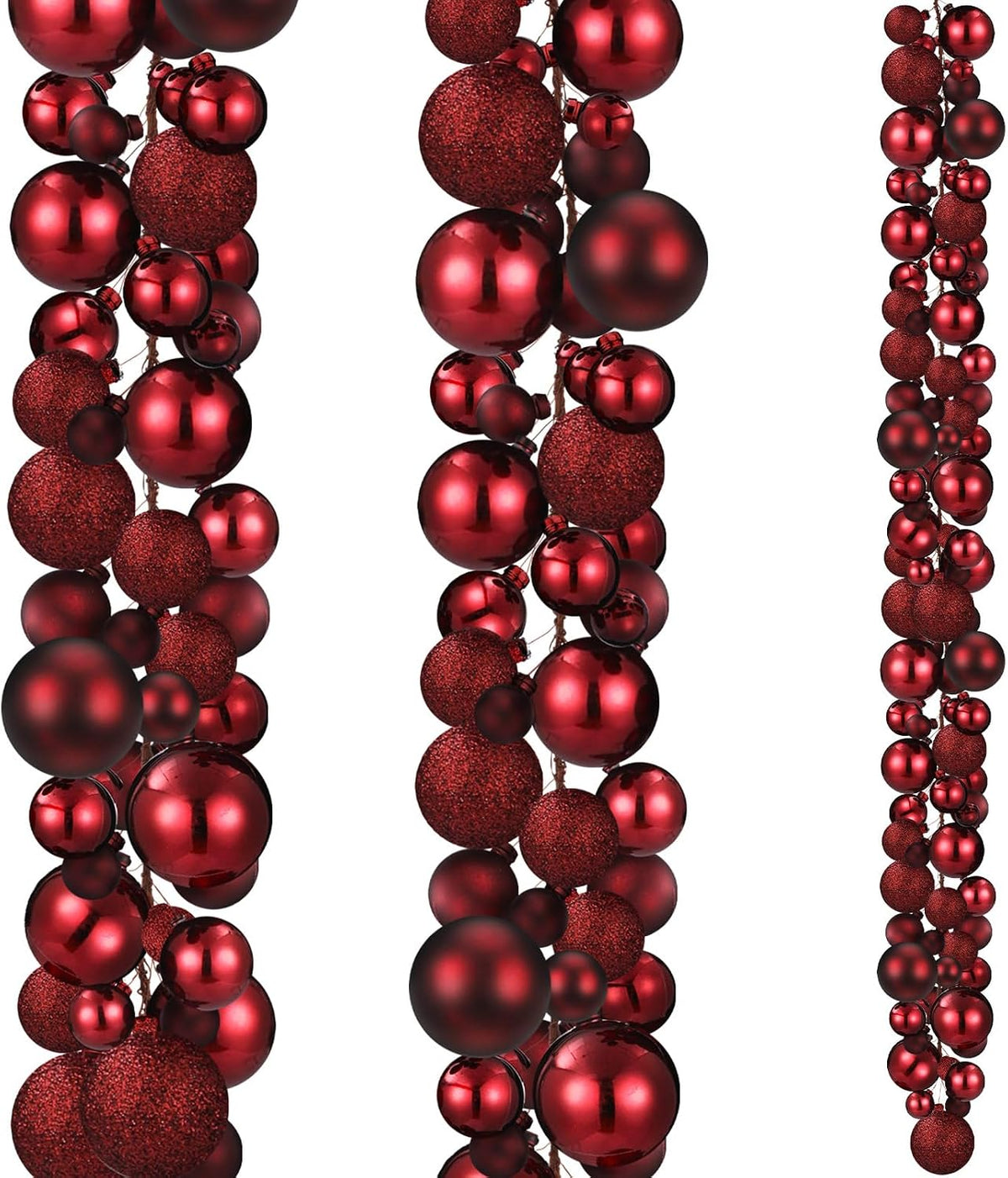 6 ft christmas ball ornament garland, burgundy, main product view