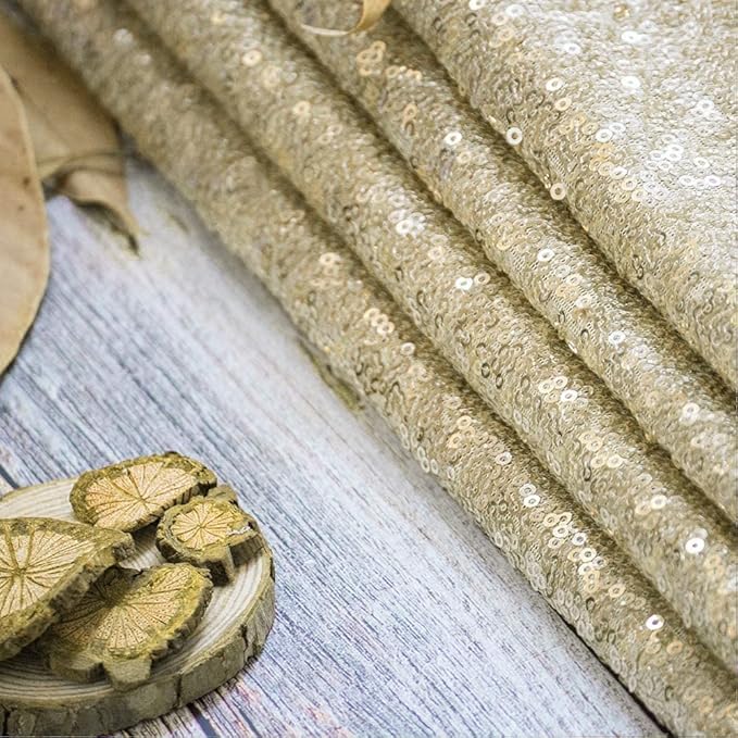 JYFLZQ Champagne Sequin Backdrop Curtains 7ft x 7ft 1 Panel Glitter Photo Booth Backdrops Sparkly Photography Background Drapes for Parties Wedding Bridal Showers