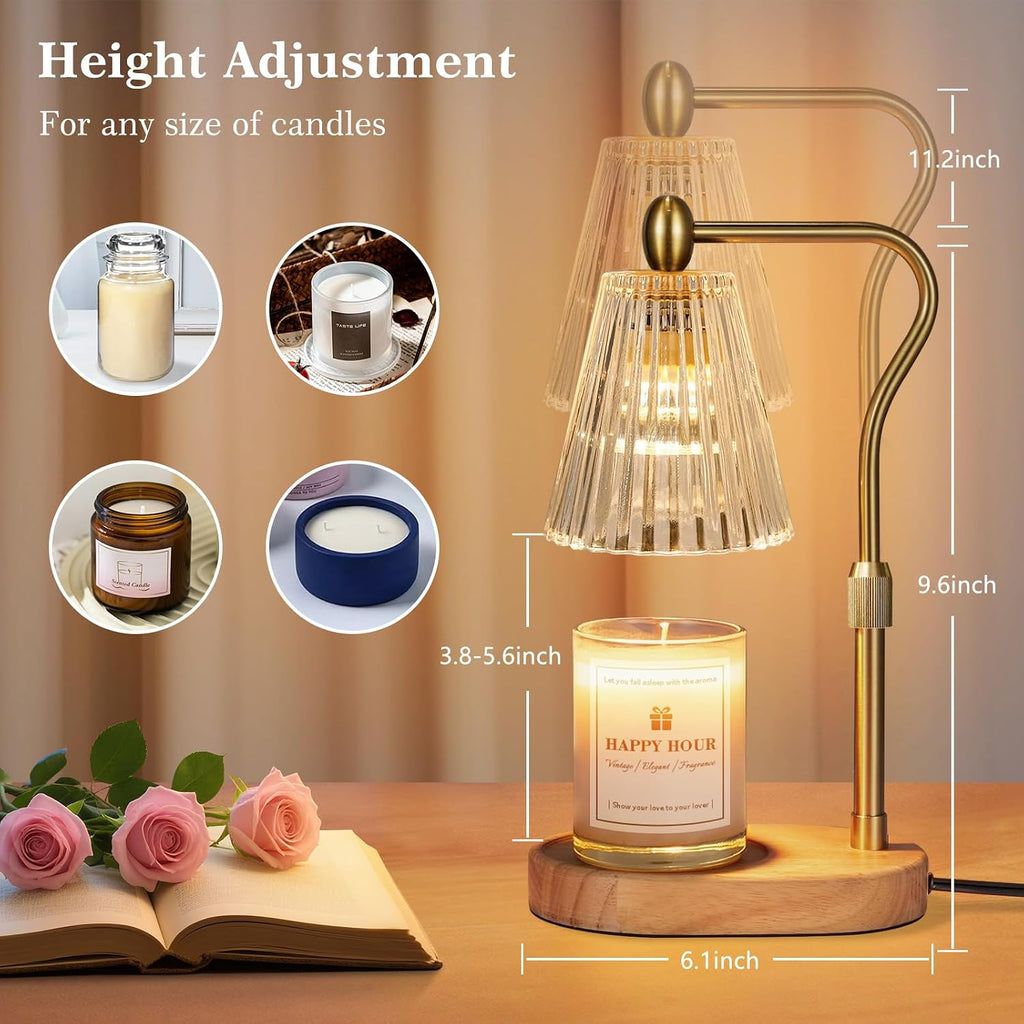 Imenlox Candle Warmer Lamp, with Timer and Dimmer, Adjustable Height, for Mom, Christmas Birthday Gifts for Women, House Warming Gifts Home Decor, Wax Warmer for Jar Candles(Amber)
