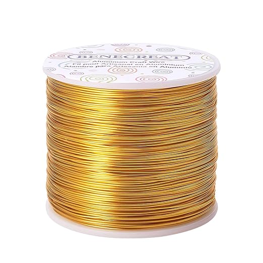 BENECREAT 20 Gauge 770FT Aluminum Wire Anodized Jewelry Craft Making Beading Floral Colored Aluminum Craft Wire - Yellow Gold