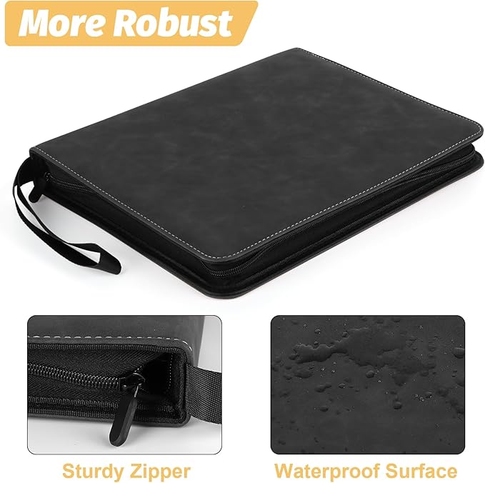 Trading Card Binder, Premium 9 Pocket Card Binder, 720 Double Sided Pocket PU Collection Binder, Collector Album, Card Holder for MTG, TCG, Sports Cards (Marble Black)