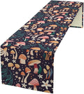 Mushroom Table Runner,Retro Forest Plant Table Cloth Farmhouse Kitchen Dining Table Decoration for Home Party Decor 13x108 Inch
