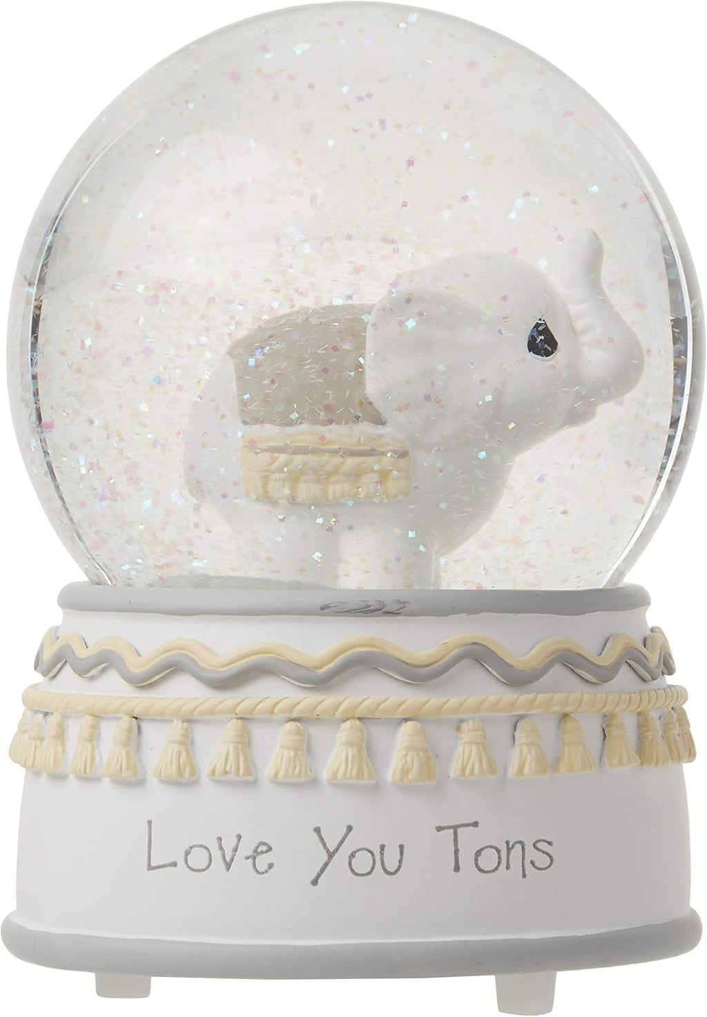 Precious Moments 179303 Love You Tons Resin/Glass Elephant Musical Snow Globe, Gray Chevron