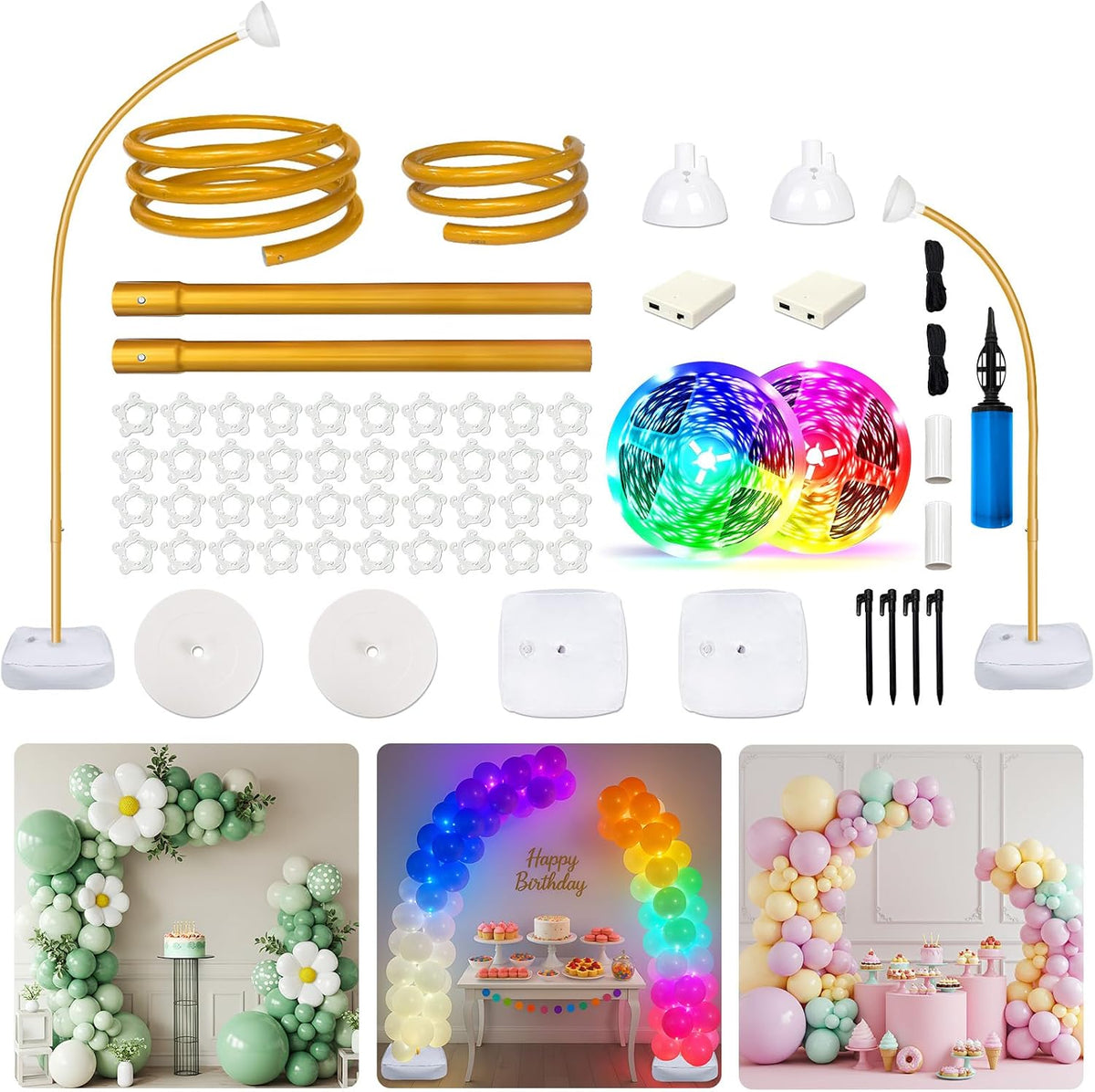 aerwo balloon arch stand, bendable balloon arch kit, main product view