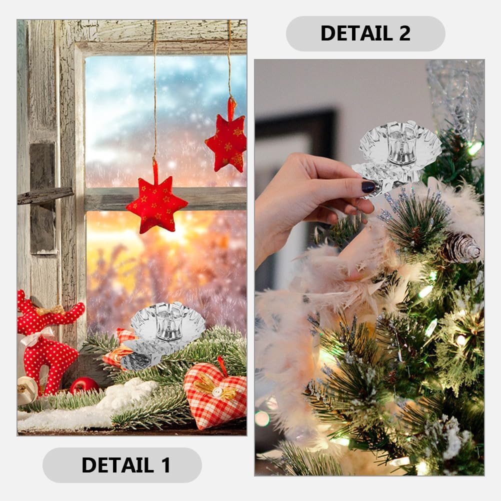SEWACC 20pcs Christmas Tree Candle Holder Clips, Flower Shape Decorative Candle Stand, Vintage Gold and Silver Candlestick for Holiday Party Decor, 1. 96 X 1. 65 X 1. 18 Inch