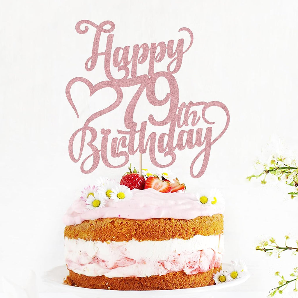 Happy 79th Birthday Cake Topper - 79th Birthday party Decorations | Rose gold Glitter Happy 79th Birthday Cake Topper Suitable for: Anniversary/Wedding, 79th Birthday Party Cake Decorations